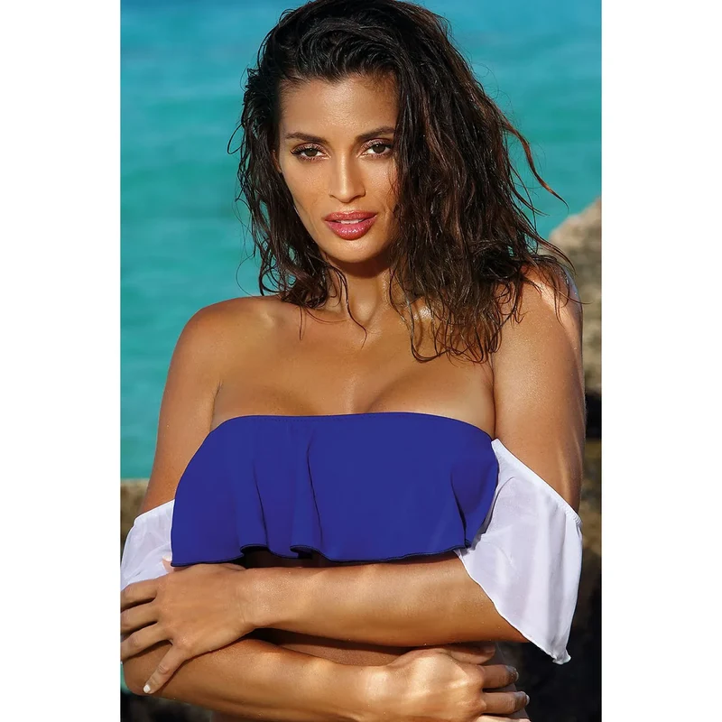 Top plage style cubain élastique multifonctionnel été 2018 extensible confortable sans armature dos ajustable bleu tailles S M L