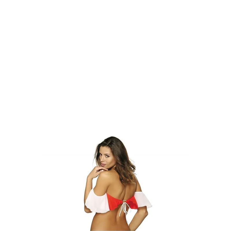 Haut tendance estival style latino cubain volant aérien plage multifonctionnel extensible polyamide élasthanne sansarmature maintien dos ajustable orange