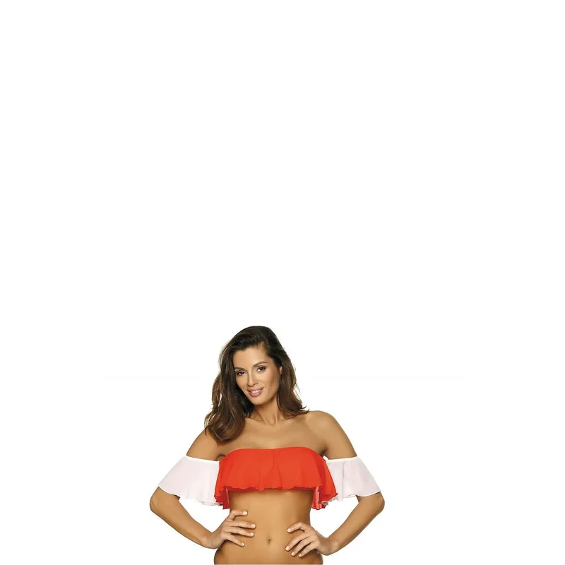 Haut tendance estival style latino cubain volant aérien plage multifonctionnel extensible polyamide élasthanne sansarmature maintien dos ajustable orange