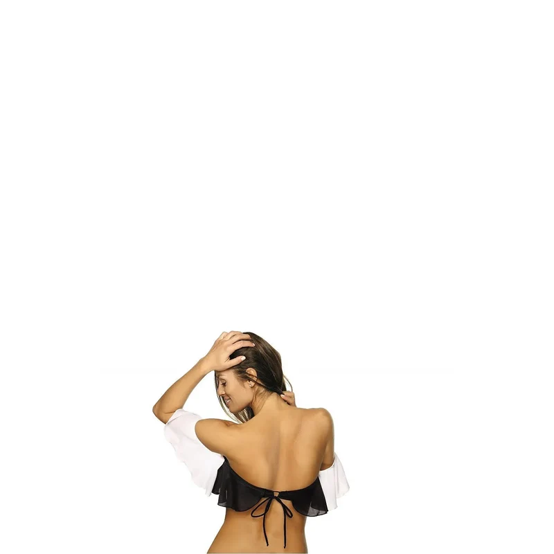 Haut tendance volant cubain plage élastique sans armature aérien sexy épaules dégagées extensible polyamide élasthanne noir tailles