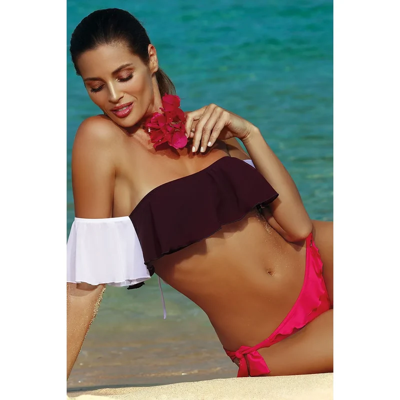 tankini haut femme tendance estival latino cubain multifonctionnel aérien élégant volants sans armatures bande élastique dos ajustable polyamide élasthanne confort