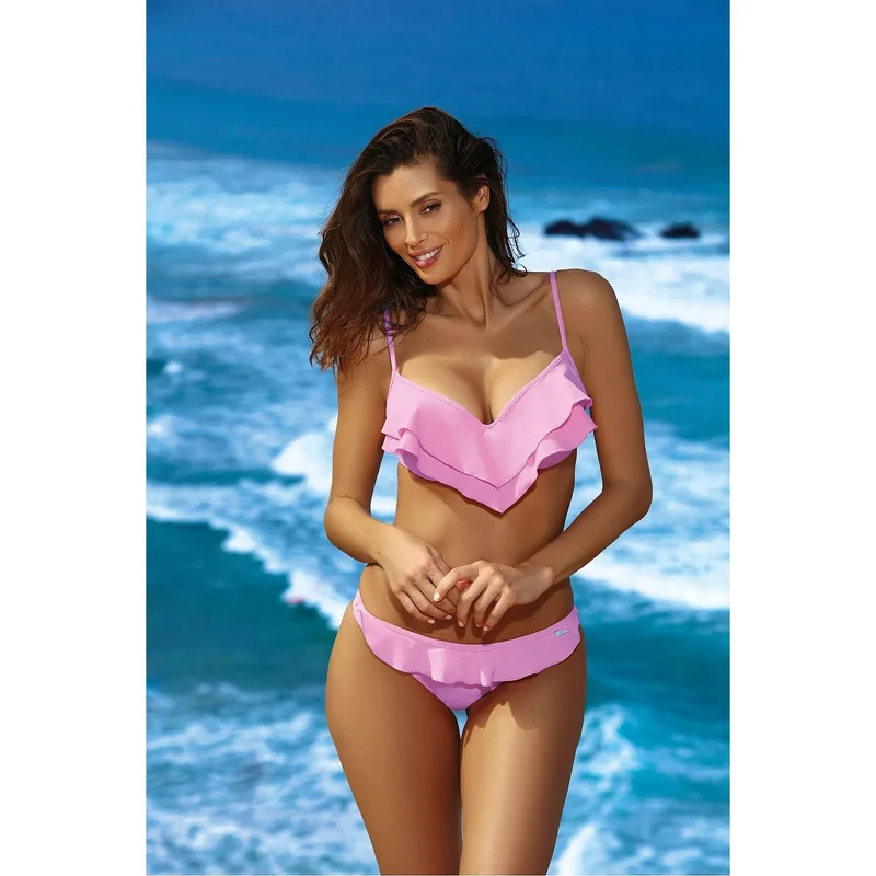 maillotbain deuxpieces effetgalbant volants Carvico tissuitalien bonnetsrembourrés armatures bretellesréglables slipvolant coupeflatteuse petites moyennes poitrines féminine élégante