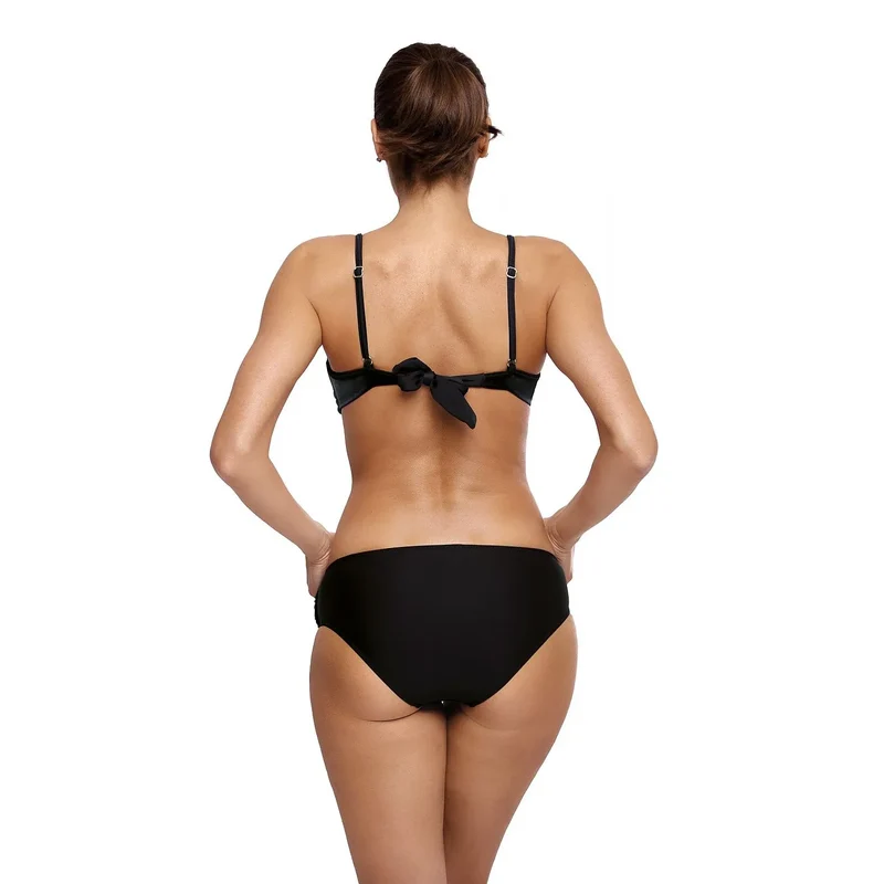 Maillot bain deux pièces velours italien amplifiant intégré effet nacré réglable bretelles ajustables soutien volumisant culotte sangle avant sophistiquée noir