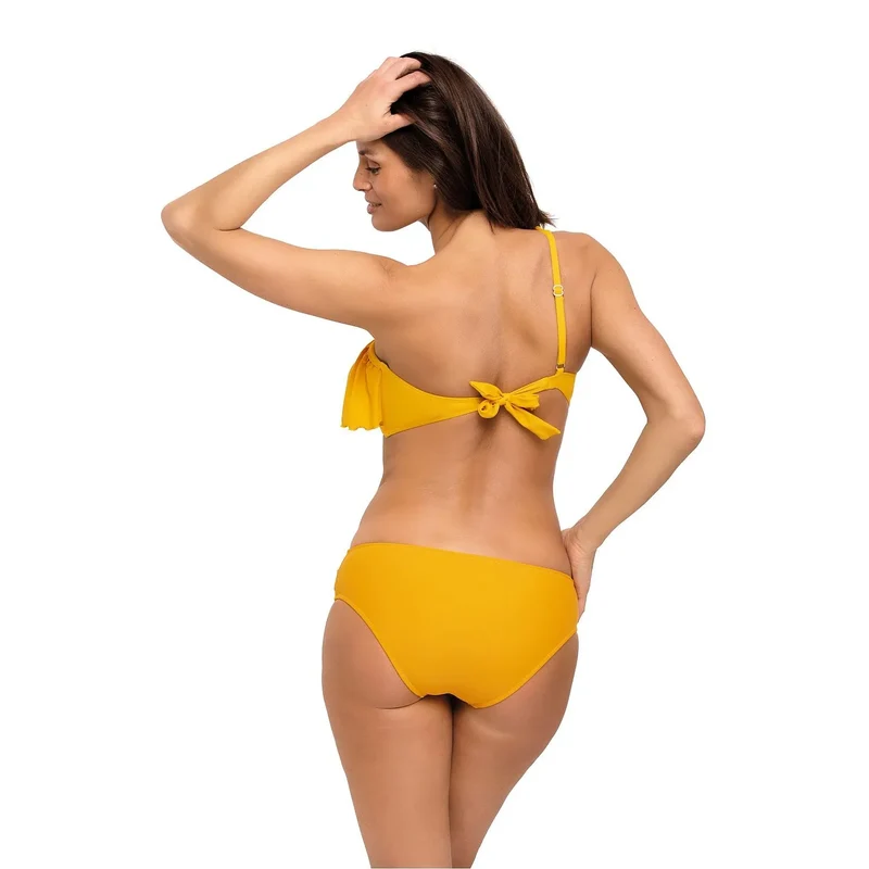 maillot bain deux pièces latino volant aéré sans armature inserts moulés amovibles tissu italien respirant extensible résistant chlore jaune