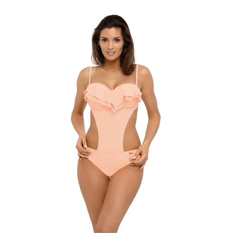 maillot bain monokini cubain audacieux découpes latérales volant aérien décolleté séduisant bonnets rembourrés intégrés tissu italien extensible bretelles