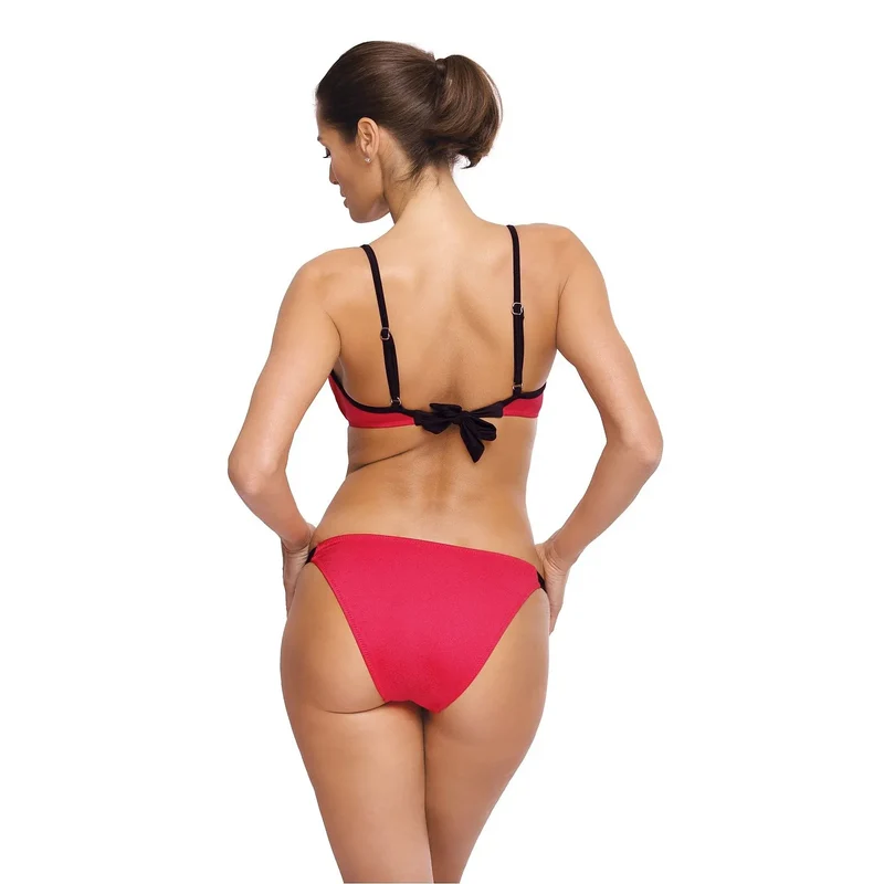 maillot bain deux pièces rembourrés bonnets armatures lanières noires rouge tailles petites moyennes maintien sculptant élasticité polyamide élasthanne