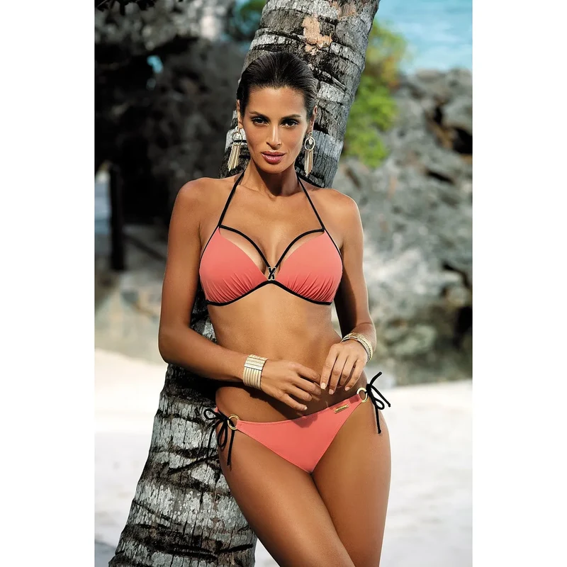 maillot bain deux pièces rembourré balconnet soutien maintien tissu italien anneaux bijouterie culotte nouée bretelles séchage rapide