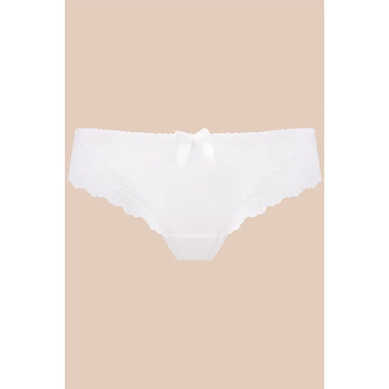 string dentelle blanc tissu brillant noeud satin délicat raffiné sensuel confortable invisible maintien douceur tailles 36 38 40 42