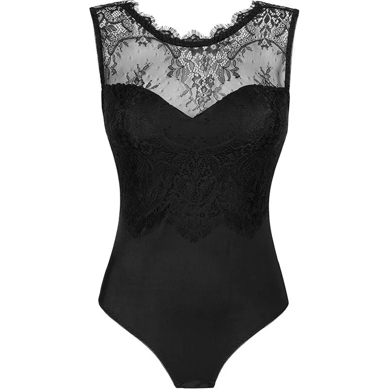 body noir dentelle sensuelle confortable élasthanne satinée extensible moulant silhouette flatteuse grande taille polyvalente soirée romantique quotidienne élégance
