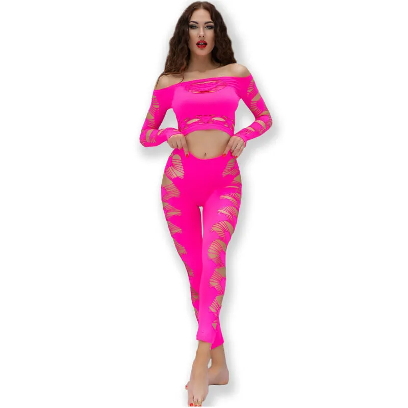 ensemble sans couture confort style moderne haut legging Chilirose fuchsia extensible nylon elasthanne seconde peau silhouette