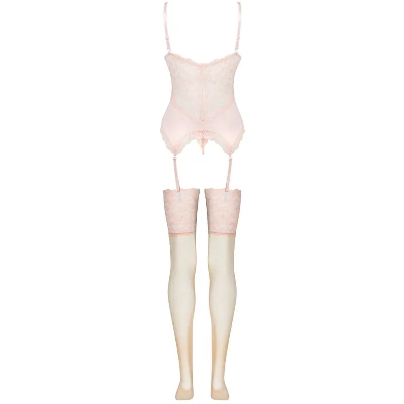 ensemble lingerie trois pièces dentelle corset bas femme sensualité raffinée luxueuse confortable sculptant romantique élégante ajustable
