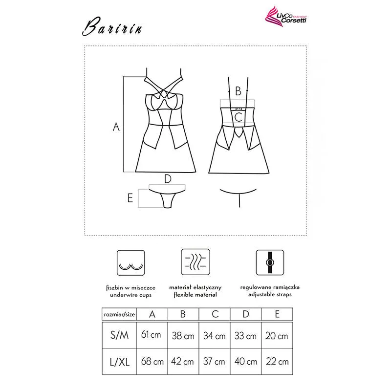ensemble lingerie noir dentelle maille livco corsetti baririn rissarin féminine élégante sensuelle raffinée sexy découpes rayures string chemise