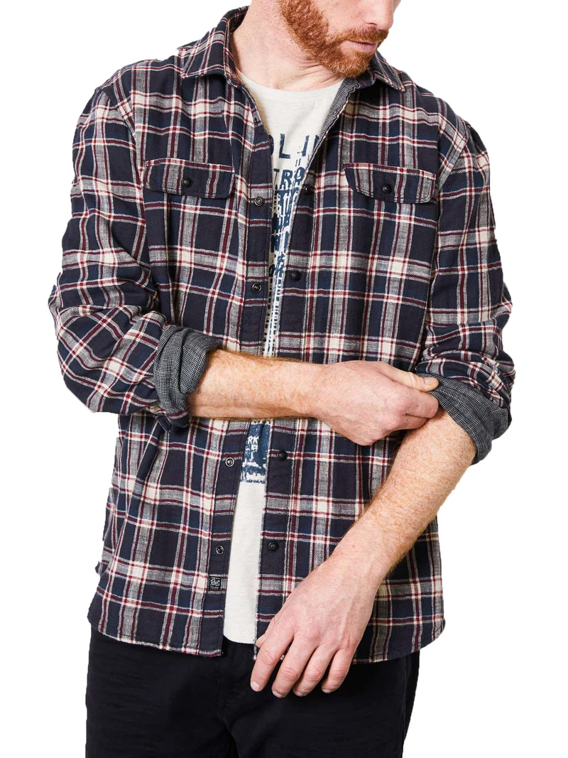 Camicia Uomo Scozzese Con Tasche