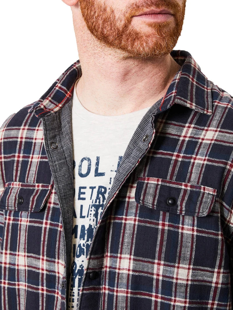 Camicia Uomo Scozzese Con Tasche