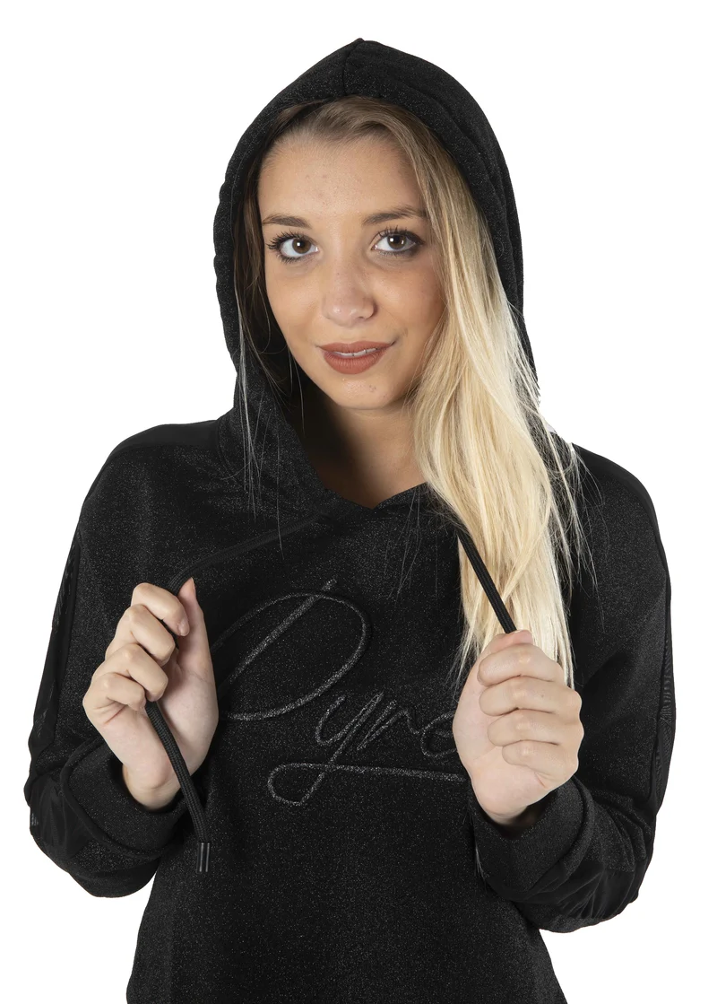 Felpa Donna Glitterata Con Cappuccio