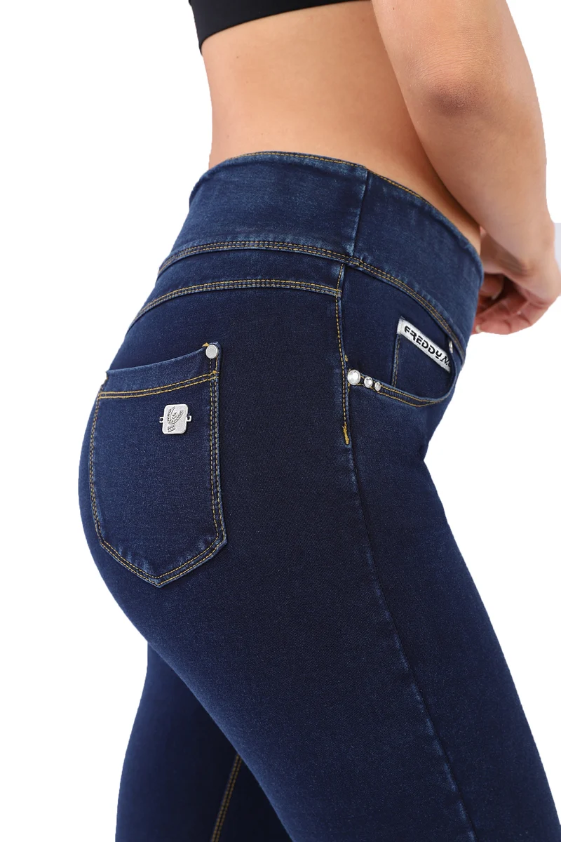 Pantalone Donna Denim slim fit vita risvoltabile