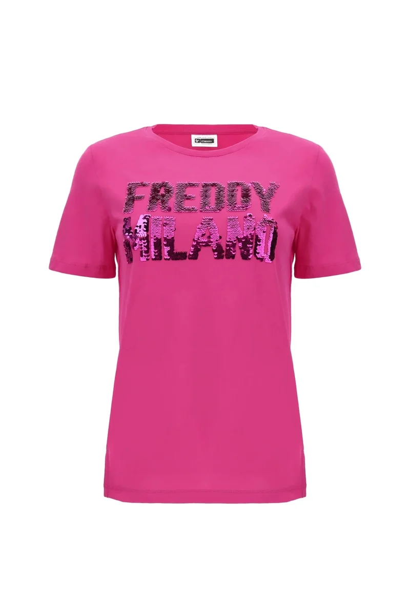 T-Shirt Donna College Paillettes