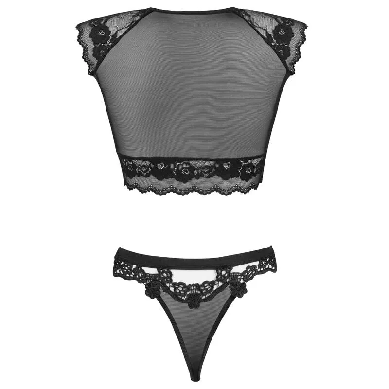ensemble lingerie noir féminin dentelle transparente balconnet tanga satin ajusté décolleté plongeant dos transparent confortable sensuel