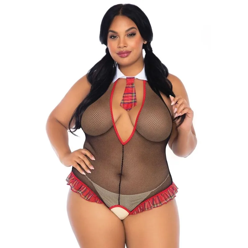 teddy sans entrejambe résille volants dos nu écolière sensualité séduction audacieuse extensible respirante confortable tailleunique sculptante