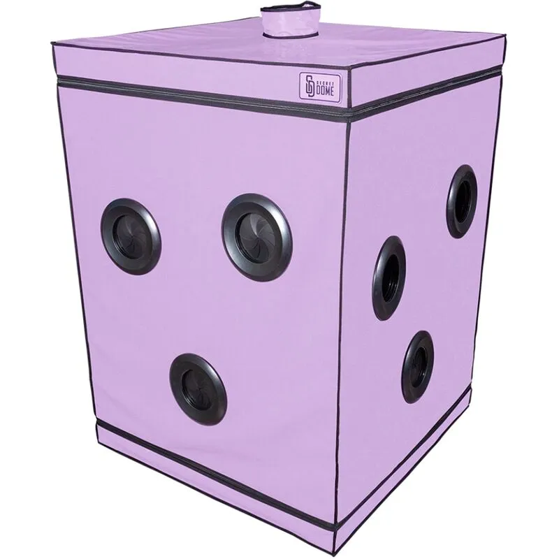 cabine fétiche pourpre compacte immersive soumission contrôle stimulation lumineuse éclairage intégré ventilateurs systèmes serrage polyvalent pinces sac voyage portable sécurisé
