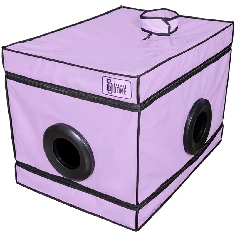 cabine intime violette jeux rôle soumission lumière LED immersive compacte cocon plaisir portable robuste sécurisée matelas intégré accessoires discrets