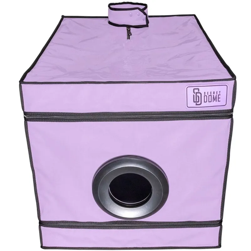 cabine intime violette jeux rôle soumission lumière LED immersive compacte cocon plaisir portable robuste sécurisée matelas intégré accessoires discrets