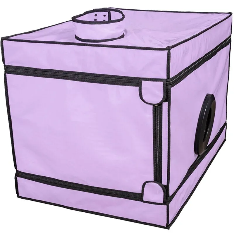 cabine intime violette jeux rôle soumission lumière LED immersive compacte cocon plaisir portable robuste sécurisée matelas intégré accessoires discrets