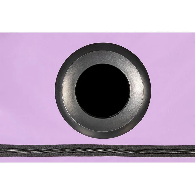 cabine intime violette jeux rôle soumission lumière LED immersive compacte cocon plaisir portable robuste sécurisée matelas intégré accessoires discrets