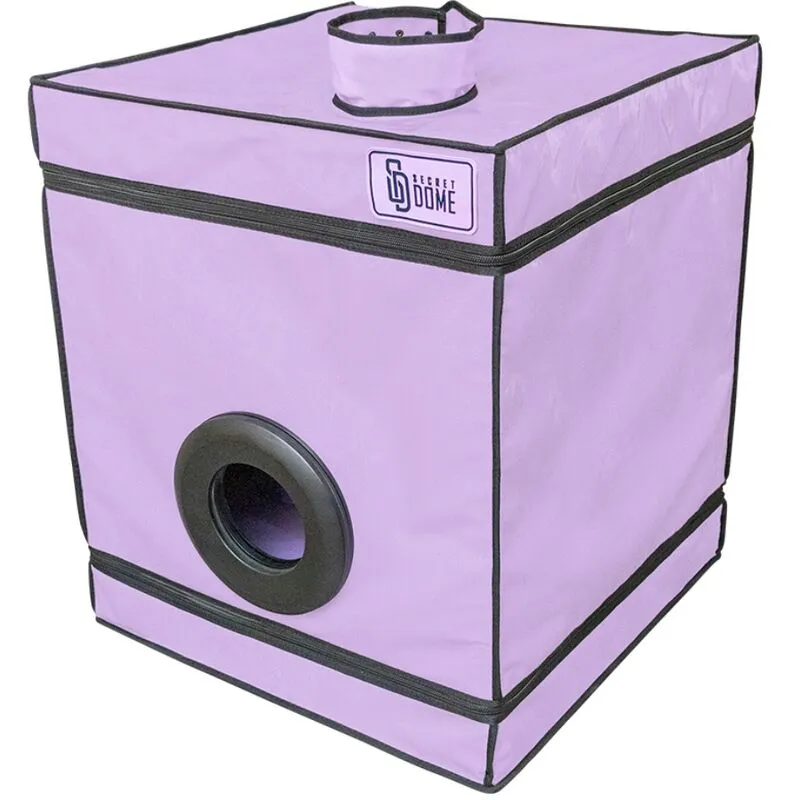 cabine bukkake violette sensorielle luminescente compacte transportable matelas moelleux attaches holedome sécurisées menottes élégante robuste intime audacieuse modulable consensuelle