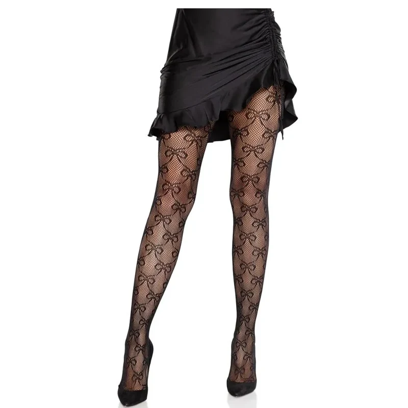 collants résille nœud noir féminité charme glamour soirée silhouette sublimée confort extensible luxe doux nylon élasthanne maintien élégant sexy