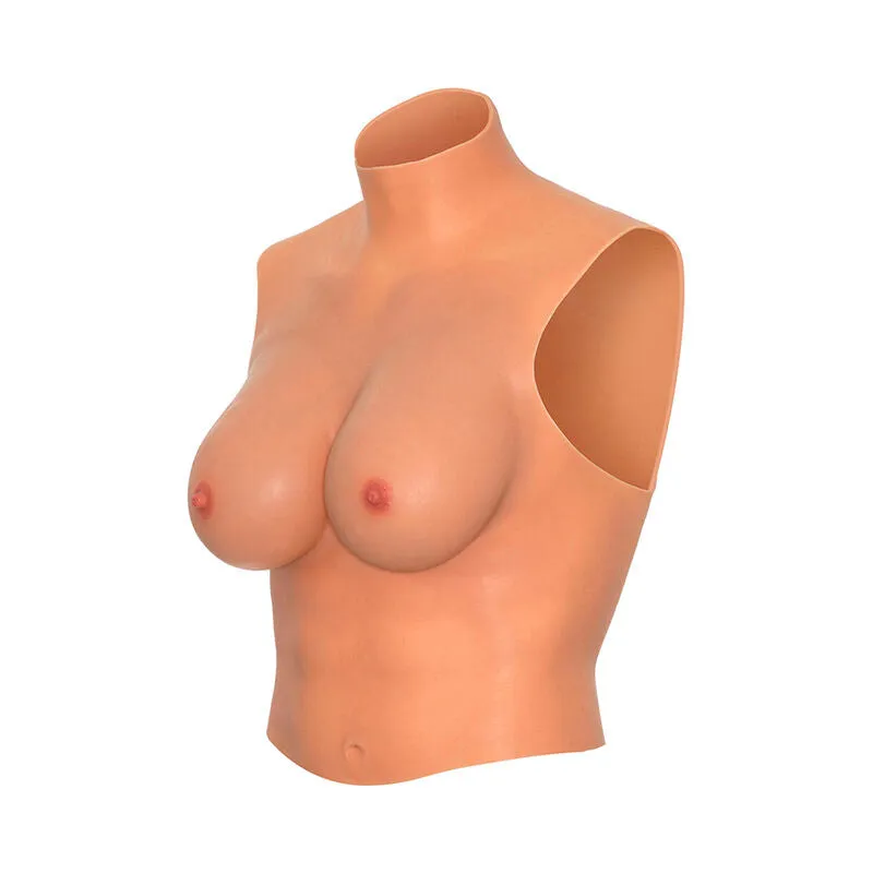 Tshirt poitrine silicone réaliste travestissement extensible 360degres ajustable confortable moulant douceur mamelons imitation peau intégration naturelle tailles SML