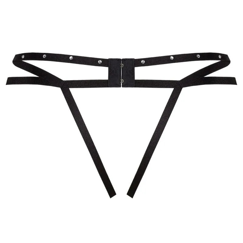 Livco Corsetti string Nomade dentelle noire rubans décoratifs sensuelle élégante raffinée luxueuse légère confortable ajustable taille unique séduction