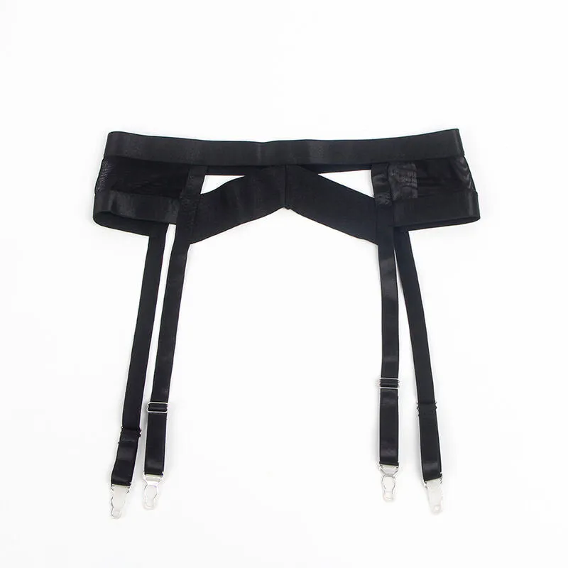 ensemble lingerie bondage noir portejarretelles soutiengorge ajustable bretellesreglables sensuelle sexy élégante luxueuse extensible confortable maintien finitionsraffinees silhouette provocante audacieuse captivante