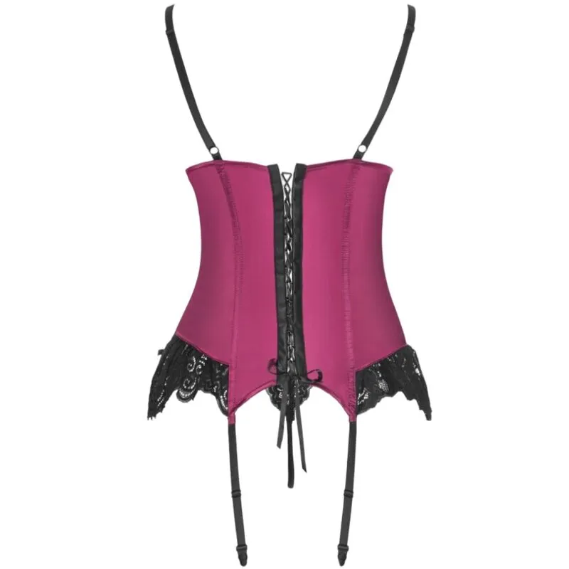 ensemble lingerie corset string bordeaux séduisant élégant sensuel raffiné maintien confortable ajustement extensible polyamide élasthanne tailles variable soirée romantique