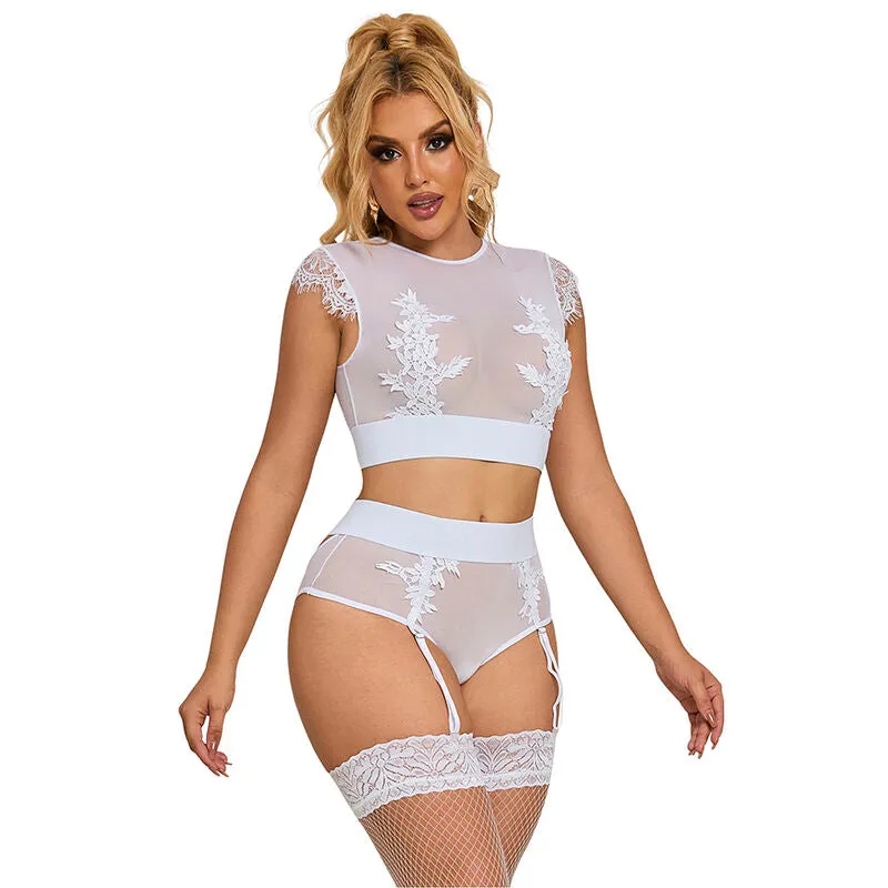 lingerie sexy Subblime soutiengorge culotte portejarretelles blanc grande taille dentelle confort maintien élégance sensuel voluptueux ajustable