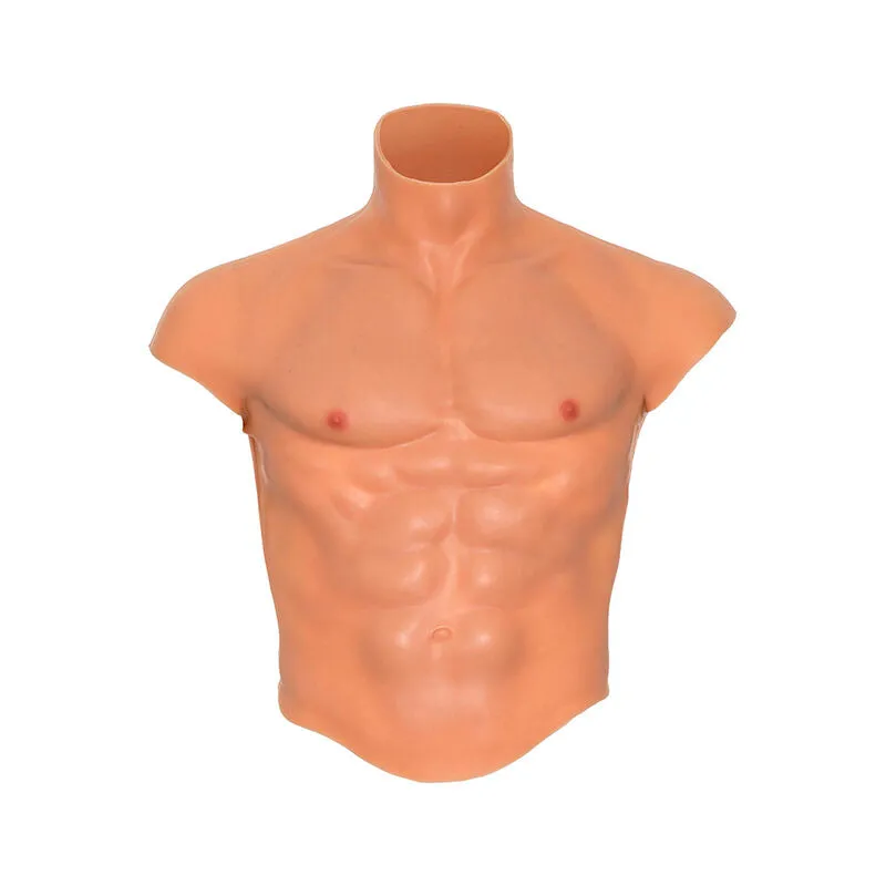 tee shirt torse masculin silicone abdominaux réalistes tétons authentiques ergonomique confortable extensible adaptable tailles S M L travestissement naturel