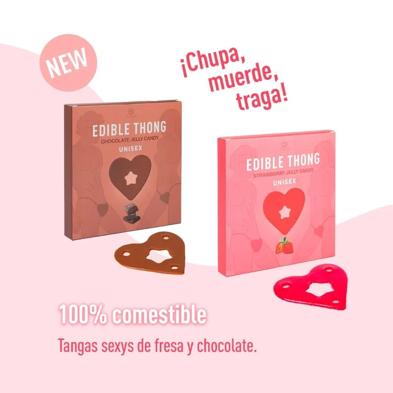 string comestible chocolat intense savoureux unisexe romantique érotique coeur élastique confortable coton taille unique Saint Valentin spécial