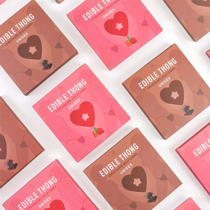 string comestible chocolat intense savoureux unisexe romantique érotique coeur élastique confortable coton taille unique Saint Valentin spécial