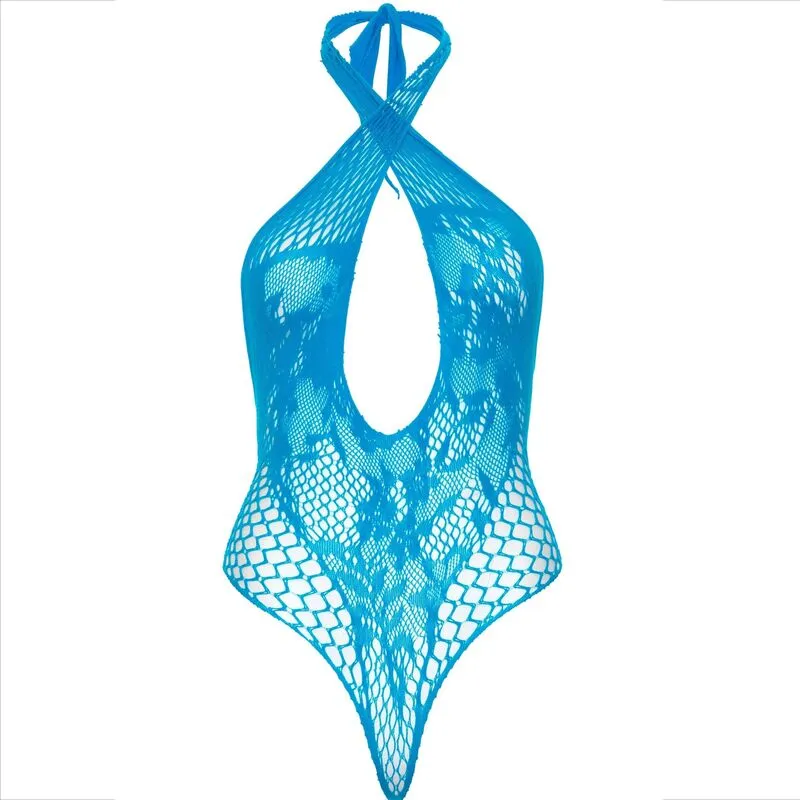 combinaison lingerie croisé décolleté dos nu dentelle résille audacieuse suggestive ouverture trou serrure nylon élasthanne extensible taille unique sensuelle élégante