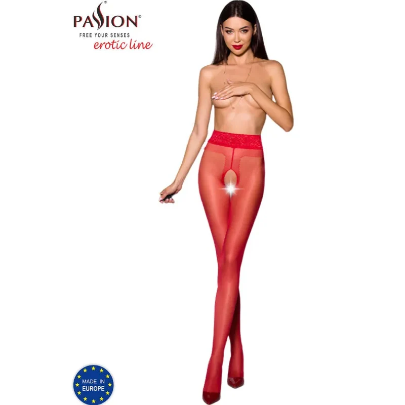 Bas classiques ouverture cuisses femmes élégance rouge vingt deniers hypoallergénique confort douceur résistance polyamide élasthanne silhouette raffinée printemps été