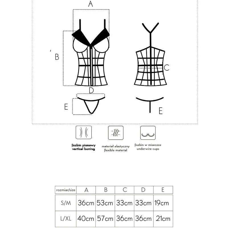 corset noir sexy bustier provocateur lingerie ensemble string assorti découpes audacieuses col soulignant taille fermeture éclair matière extensible