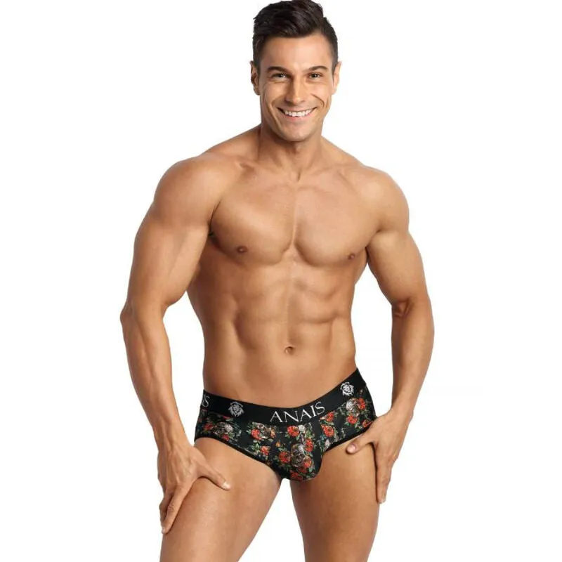 slip bikini homme imprimé roses crânes sexy fesses ouvertes coupe révélatrice confortable extensible élasthanne polyamide durable fabrication européenne tailles multiples