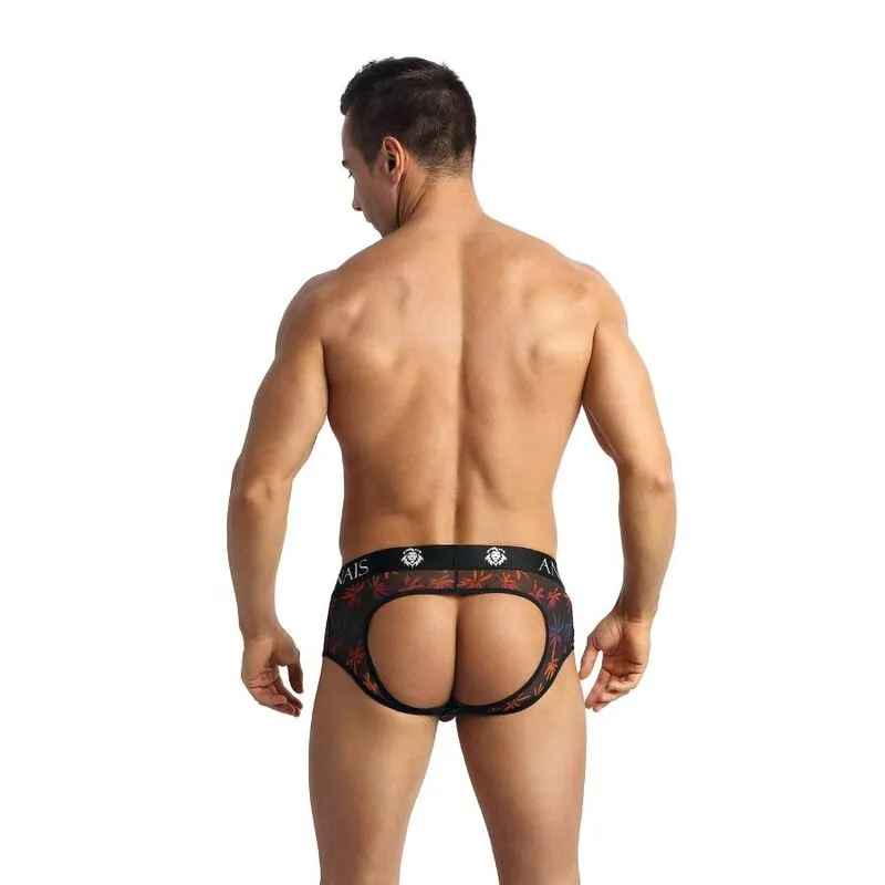 bikini homme sexy tulle noir imprimé palmiers fesses ouvertes Anais confortable élastique durable européen ludique élégant