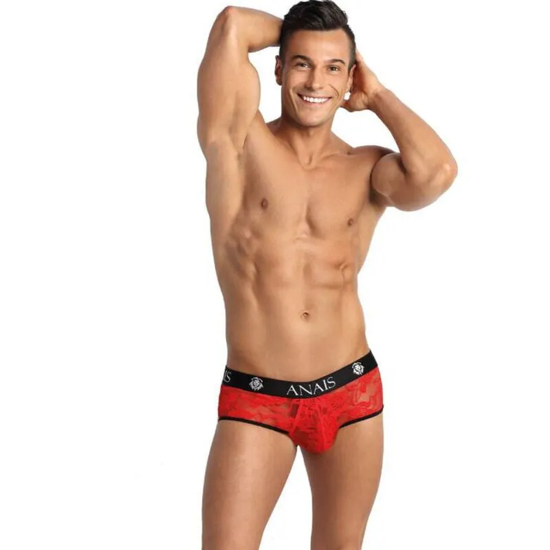 bikini homme dentelle rouge audacieux imprimé fleuri coupe ouverte fesses sensualité confort extensible polyester lycra tailles S M L XL