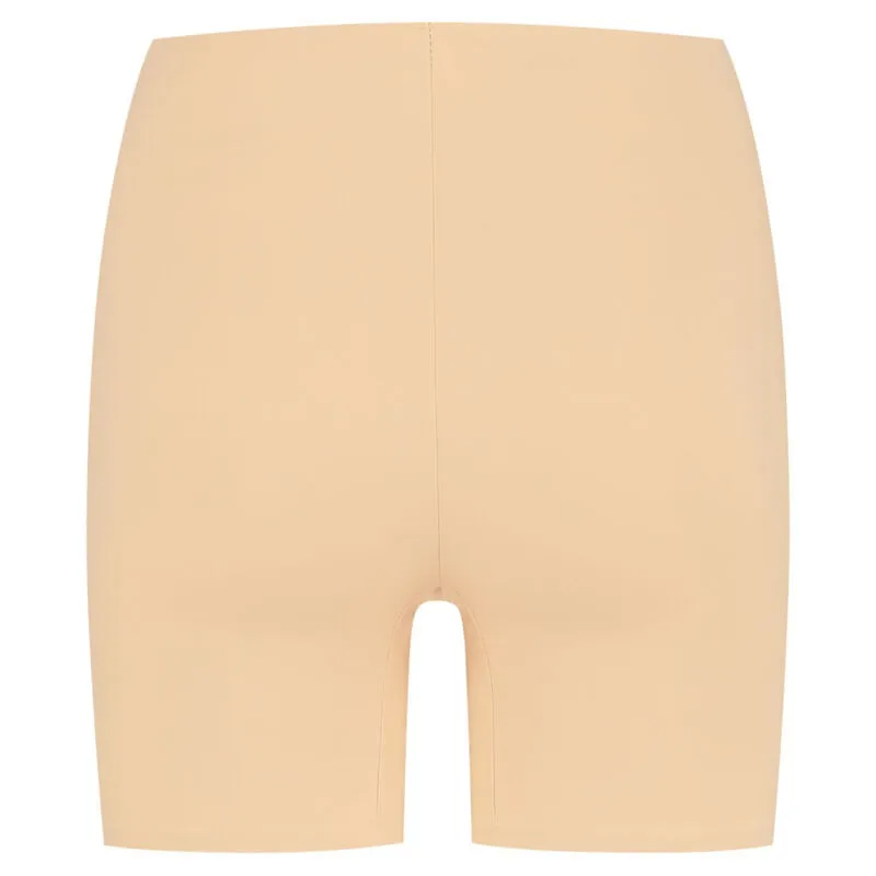 short invisible mi taille contrôle léger microfibre beige vêtements serrés silhouette lisse maintien extensible soufflet coton