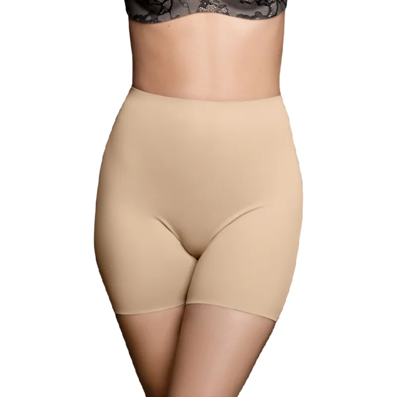 short invisible microfibre beige contrôle léger mi taille confort optimal douceur élasticité extensible discret silhouette lisse