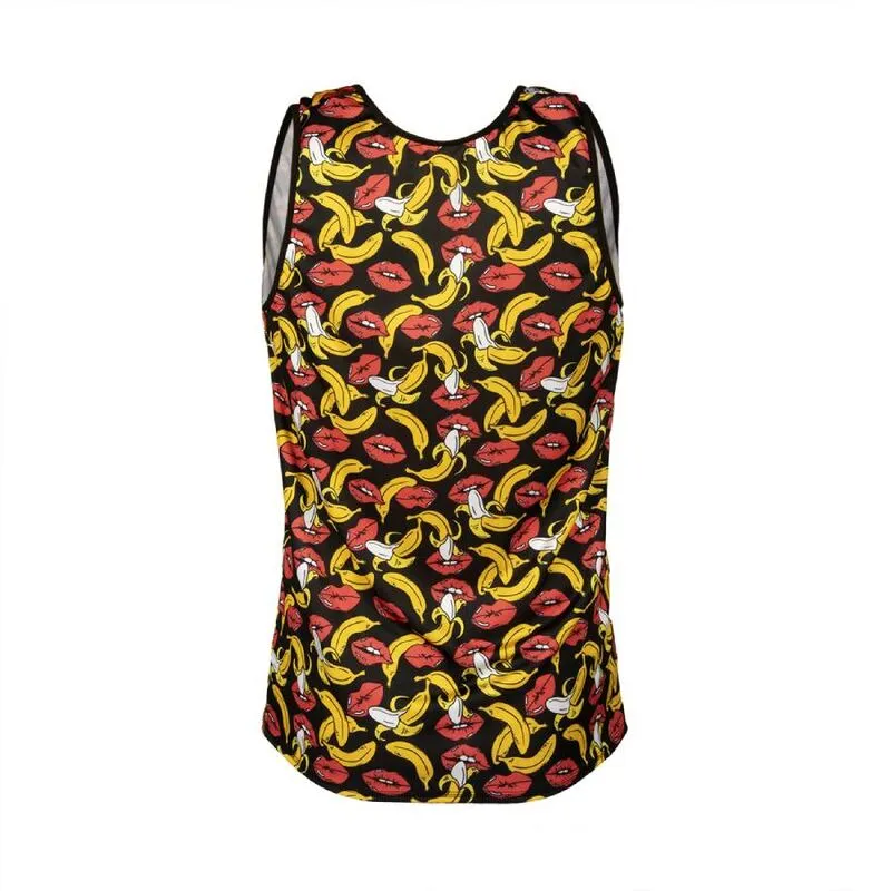 lingerie homme sexy lycra imprimé bananes ajustement parfait sans manches coupe moulante tissu extensible douceur qualité européenne ANAIS