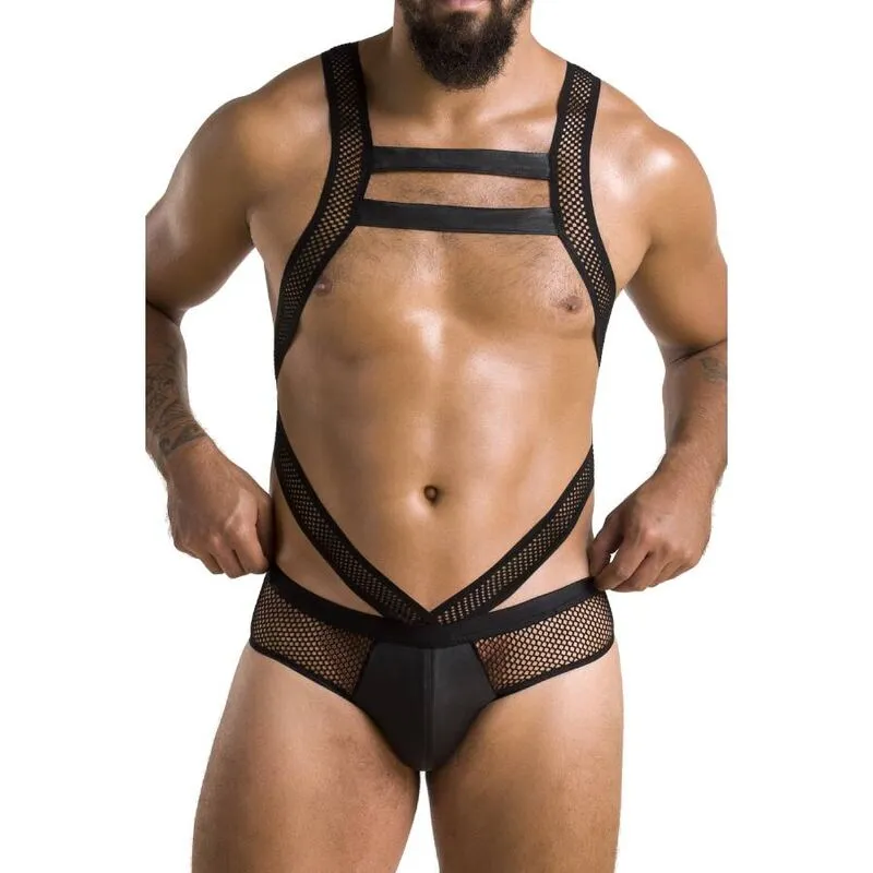 Passion 045 body Victor noir lingerie polyuréthane polyester OekoTex certifié européenne confortable élégant séduisant sculptant tailles S M L XL