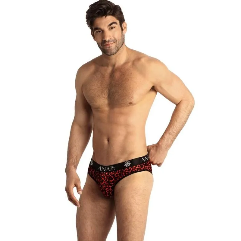 slip sexy homme microfibre rouge imprimé animal confortable coupe ergonomique maintien bande élastique large confection européenne durable extensible