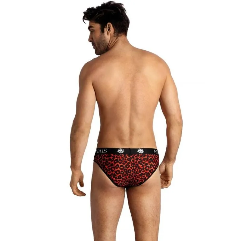 slip sexy homme microfibre rouge imprimé animal confortable coupe ergonomique maintien bande élastique large confection européenne durable extensible